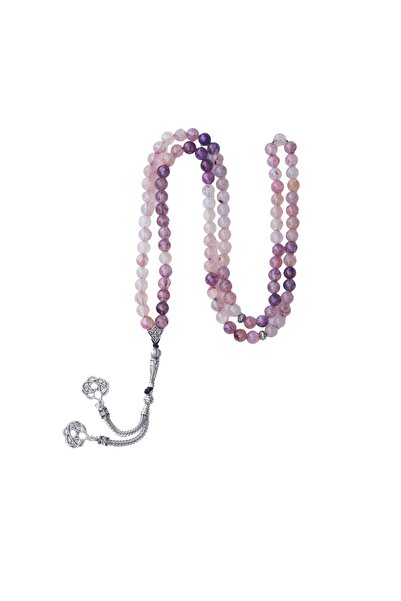 Zeynep Büyükbay سبحة من حجر العقيق الطبيعي ذو العروق الليلكية، 99 حبة