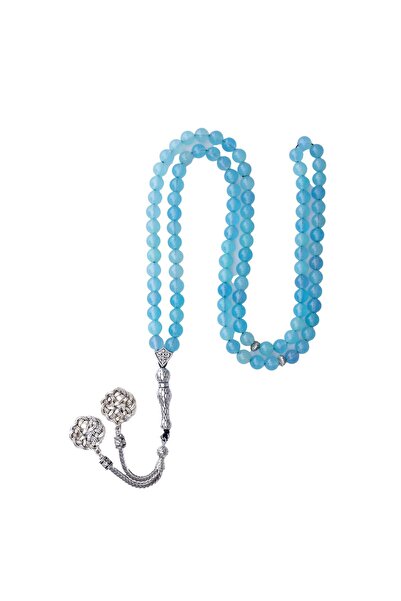 Zeynep Büyükbay Light Blue Agate Natural Stone 99'Lu Prayer Beads