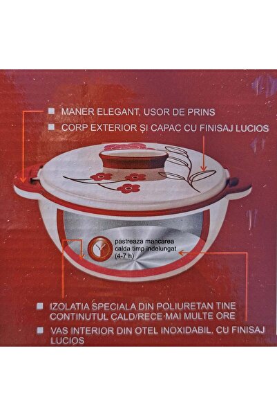 dealshopromania Μονωμένη κατσαρόλα με καπάκι 5,1 λίτρα με floral μοτίβο για β...