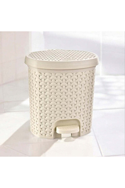 dealshopromania Rattan Pedal Bin Beige 18 Liters