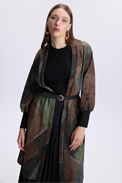 Zühre Patterned Belt Detail Cardigan Khaki 0007