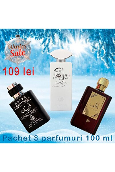 AL FAKHER Winter Edition Pack – 3 Perfumes 100 ml: Abeek, Malekah Al Arab, Shaikh Zayed Musk