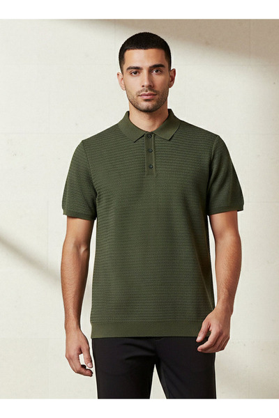 FAV تي شيرت بولو رجالي بأكمام قصيرة ومحكم