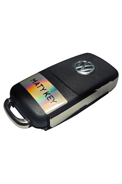 OEM VW PASSAT B5.5 knife-type key case, 2 buttons, center LED, black logo with keychain - MATY KEY