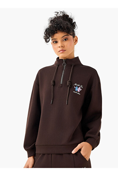 SP Characters Half Zip Sweatshirt with Lilo and Stitch Print
