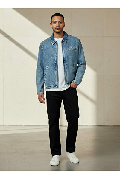 FAV Men Regular Fit Zip Through Denim Jacket