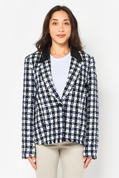 Karl Lagerfeld Women Regular Fit Plaid Casual Blazer, Multicolor