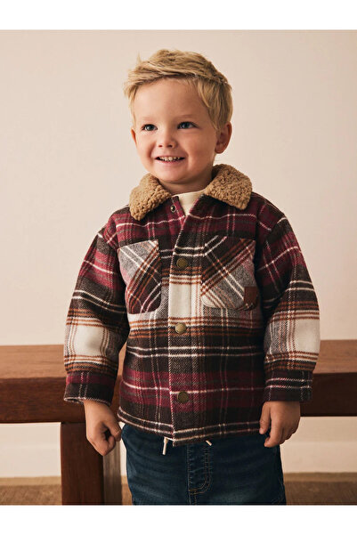 Next Baby Red - Plaid Coat/Jacket with Borg Lining Alyf19399