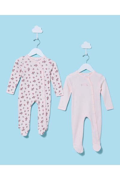 REDTAG Baby Pink Printed Sleepsuit Set (2 Piece)
