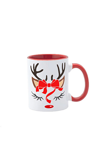AFFIX THE DIFFERENT PERSPECTIVE Personalized mug, white with red interior and handle, 350ml, Christmas Collection, Model 7
