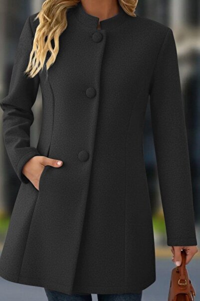 Mossta Hakim Buttoned Cashmere Coat with Collar Pockets - Gray
