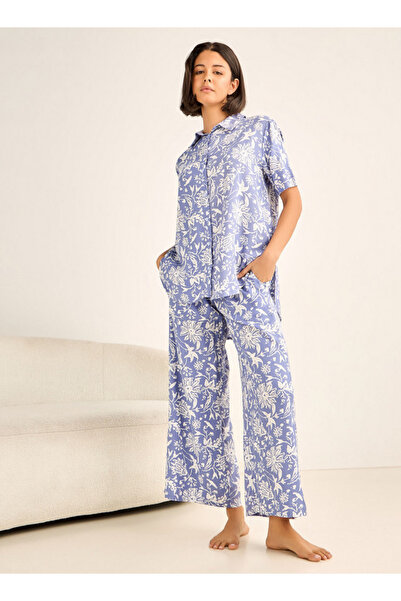 Aadaraya طقم بيجاما قميص بأزرار وبنطال