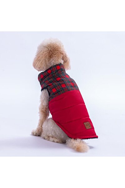 Pawstar Red Elgin Paws Plaid Pattern Vest Dog Vest Dog Clothing Dog Raincoat