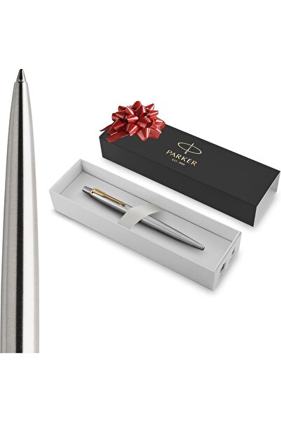 Parker Jotter Stainless Steel Ballpoint Pen, Medium Tip, Blue Ink, Gift Box