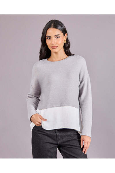 REDTAG Women Grey Twofer Sweatshirt