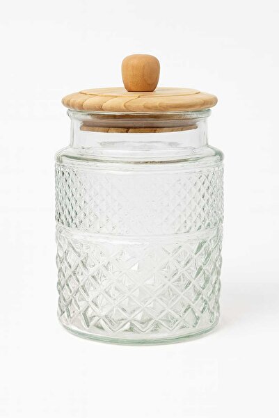 Mask Themia Wooden Lid Glass Jar & Food Storage Container Set 550 Cc (Vacuum Lid)
