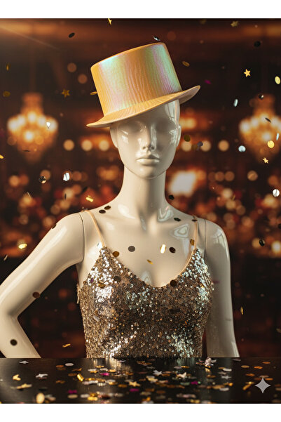 DODOMAR White Magician Model Top Hat Party Hat with Hologram
