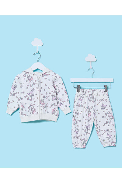 REDTAG Infant Girls Ivory My Melody All Over Print Jog Suit (2 Piece)
