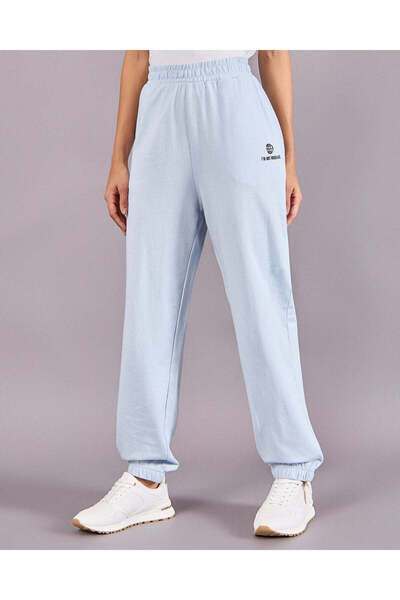 REDTAG Women Blue Solid Cuffed Joggers