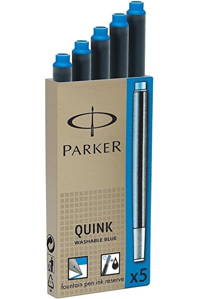 Parker Quink Fountain Pen Refills S0116210, Long Cartridges - 2x5 Pack, Blue Washable Ink