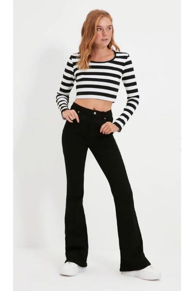 kleshus Γυναικείο ψηλόμεσο Black Flare Leg Jeans Lycra Strechy