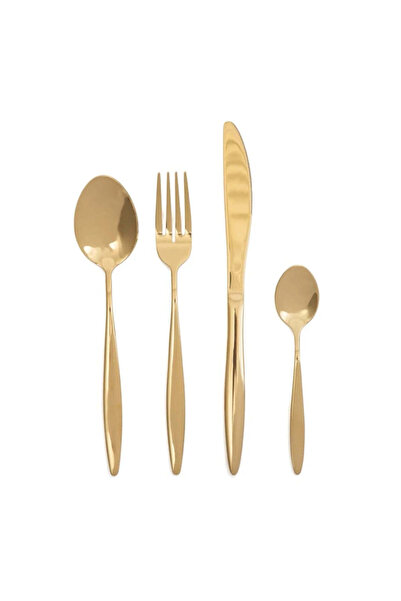dealshopromania Gold cutlery set for 6 people 24 pieces