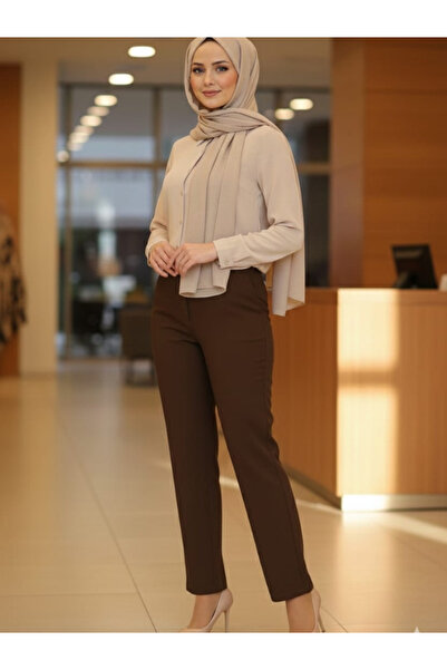 Famelin Women's Elastic Waist Pencil Cut Trousers 1578