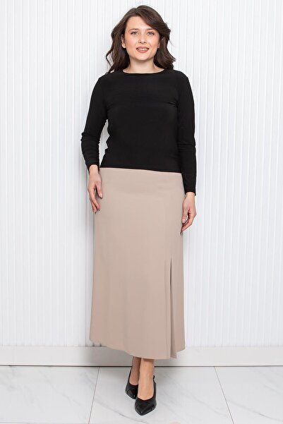GÖKMEN GİYİM Büyük Beden Uzun A Pileli Etek 2601