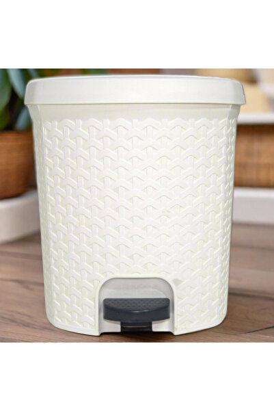 dealshopromania Rattan pedal bin white 18 liters