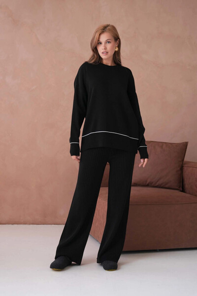 Park Karon Women's Cycling Yak Armdress Sweater Corded Fabric Pants Two-Piece Knitwear Set