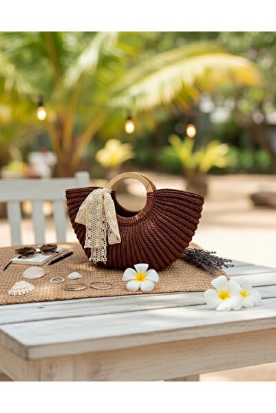Boutique de Carbon Kadın Deniz Kabuğu Model Örgü Çanta - (Halkalı Palmiye)
