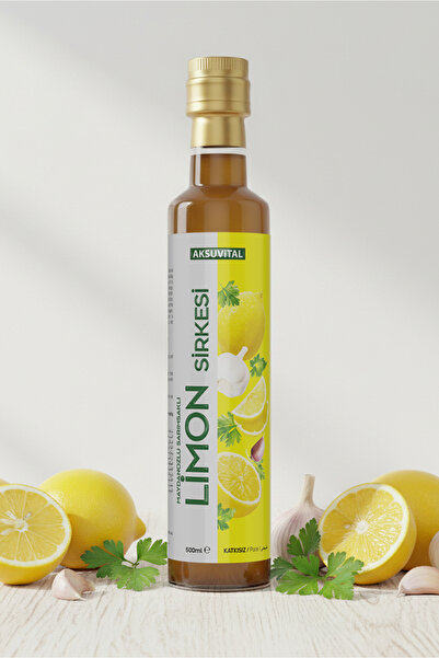 Aksu Vital Limon Sirkesi (Maydonoz ve Sarımsaklı) 500 ml - Katkısız, Doğal Fe...