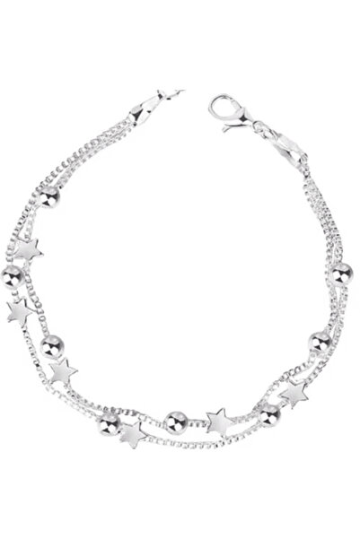 CRM Double adjustable bracelet with stars and beads,