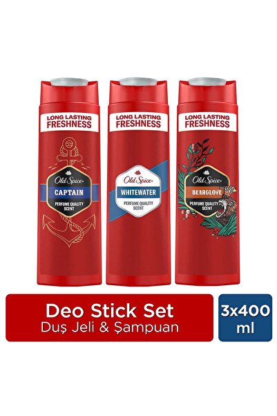 Old Spice Erkek Duş Jeli Seti : Captain 400ml, Whitewater 400 ml, bearglove 400 ml