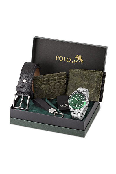 Polo Air Erkek Kol Saati Kemer Cüzdan Kartlık Anahtarlık Çakmak Hediyelik Kut...