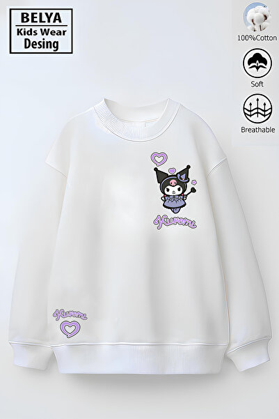 Belya Kids Wear Φούτερ με σχέδιο χαρακτήρων από βαμβακερό ύφασμα oversized νήματα για κορίτσια