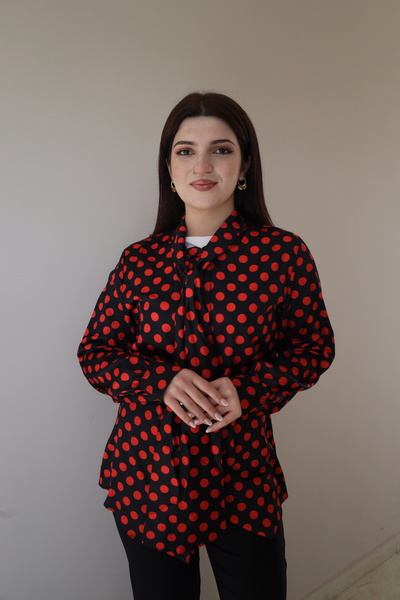 modahira fular detaylı desenli gömlek