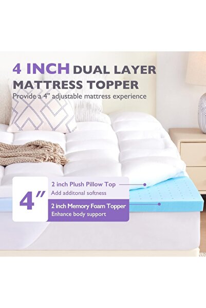 KOZZY HOME 2-in-1 down (10 cm) Sleeping Pad with 400 Gr of Sleeping Pad on Top, 4 Pillowcases as a Gift