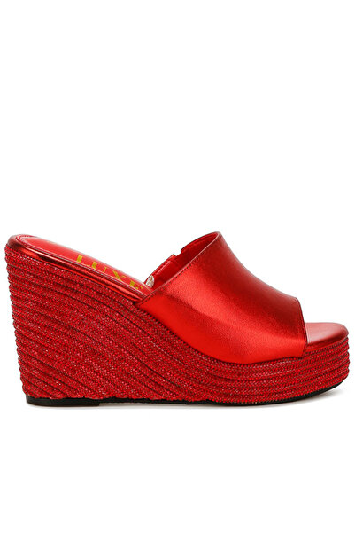 london Rag Women Wedge Heel Peep Toe Sandals in Red