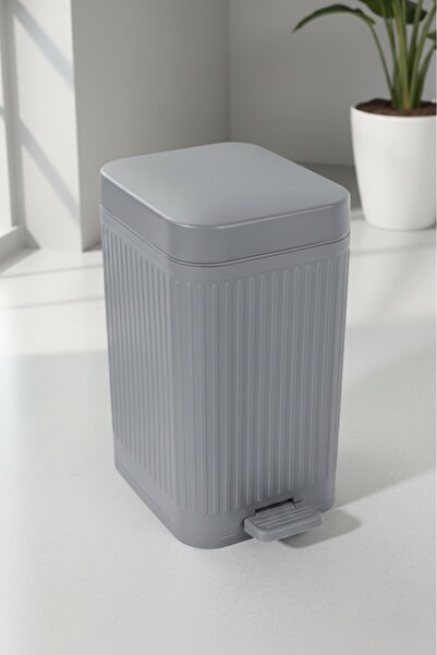 Poomy سلة مهملات بدواسة وممتص صدمات سعة 10 لتر - غطاء رمادي صامت لسلة المهملات في الحمام والمطبخ والمكتب