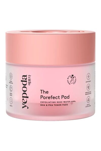 Yepoda The Porefect Pad – Gül Suyu, AHA, BHA ve PHA'lı Canlandırıcı Peeling Pedleri 120 ml / 60 bant cosmo