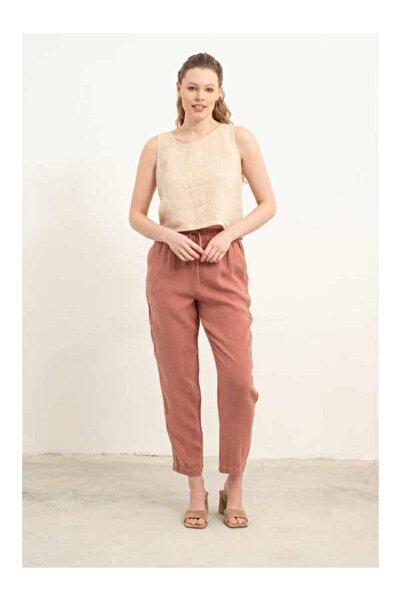 İpekçi Otantik Ham Keten Havuç Kesim Pantolon