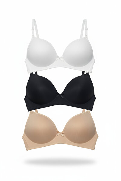 LALA İÇGİYİM طقم حمالة صدر نسائية من Lotus {DOLGULU] بدون أسلاك يبرز انحناءات الجسم مكون من 3 قطع