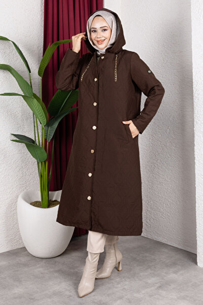 Tesettür Dünyası Καπέλο με κουμπιά Boydan TSD250217 Bitter Brown