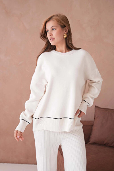 Park Karon Women's Cycling Yak Armdress Sweater Corded Fabric Pants Two-Piece Knitwear Set