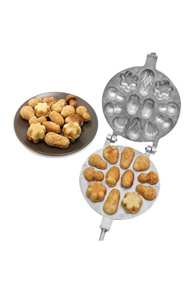 OEM Cake Mold, 6 Assorted Designs, 12 Cavities, Wooden Handles, Durable Aluminum, Gas & Electric Stove C