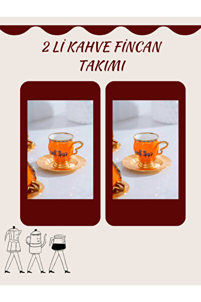 Kadim Vizyon ACAR TURUNCU ATLI 2 KİŞİLİK KAHVE FİNCAN TAKIMI