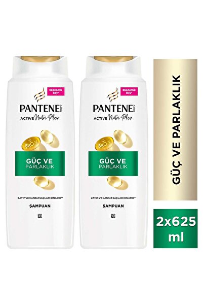 Pantene Güç & Parlaklık Şampuan 625ml Zayıf ve Mat Saçlar için x 3 Adet