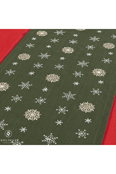 Solinas Collection Mila Gardenya Fabric 2 Piece Green Tablecloth and Embroidered Runner