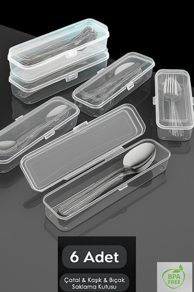 ego home مجموعة صناديق تخزين أدوات المائدة المكونة من 6 قطع - حاوية تخزين منظمة لأدوات المائدة